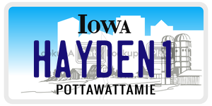 HAYDEN1  license plate in IA