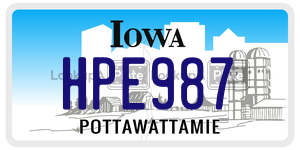 HPE987 license plate in Iowa