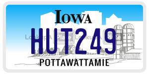 HUT249 license plate in Iowa