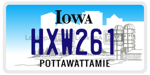 HXW261  license plate in IA