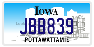 JBB839  license plate in IA