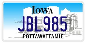 JBL985  license plate in IA