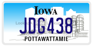 JDG438  license plate in IA