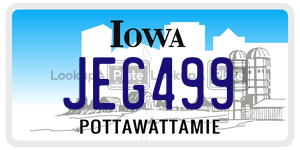 JEG499  license plate in IA