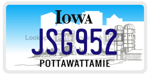 JSG952  license plate in IA