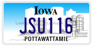 JSU116  license plate in IA