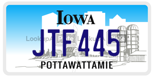 JTF445  license plate in IA