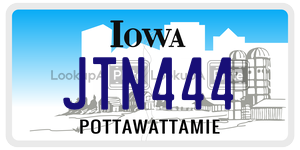 JTN444  license plate in IA