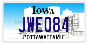 JWE084 license plate in Iowa