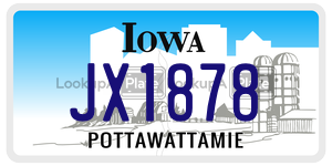 JX1878  license plate in IA