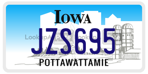 JZS695 license plate in Iowa