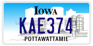 KAE374 license plate in Iowa