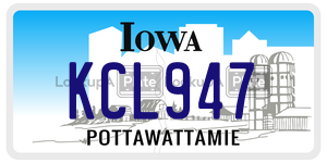 KCL947  license plate in IA