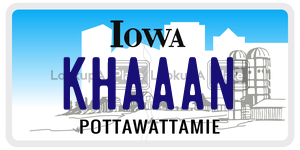 KHAAAN  license plate in IA