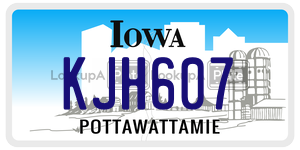 KJH607 license plate in Iowa