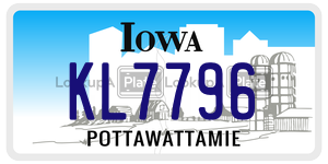 KL7796  license plate in IA