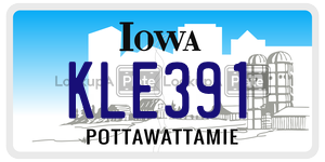 KLE391  license plate in IA