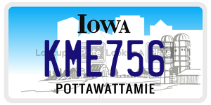 KME756 license plate in Iowa