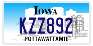 KZZ892 license plate in Iowa