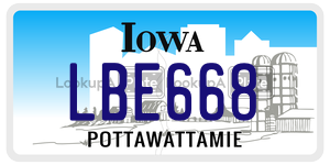 LBE668  license plate in IA