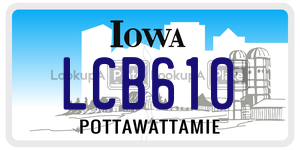 LCB610 license plate in Iowa