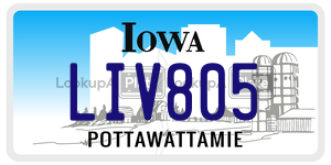 LIV805  license plate in IA