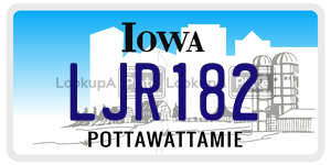 LJR182  license plate in IA