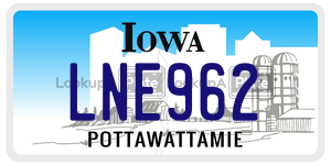 LNE962  license plate in IA