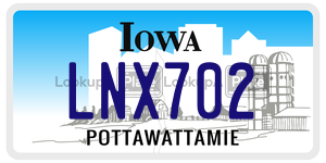 LNX702  license plate in IA