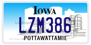 LZM386  license plate in IA
