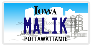 MALIK  license plate in IA