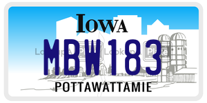 MBW183 license plate in Iowa