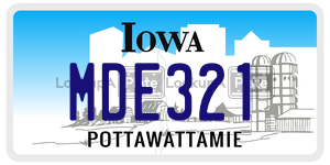 MDE321  license plate in IA