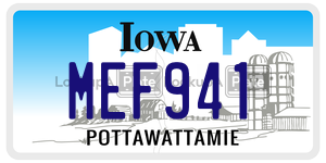 MEF941 license plate in Iowa