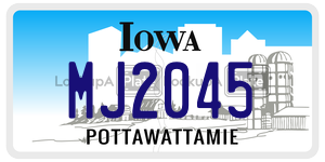 MJ2045  license plate in IA
