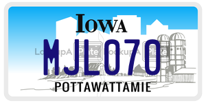 MJL070 license plate in Iowa