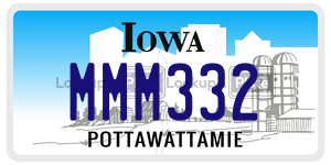 MMM332  license plate in IA