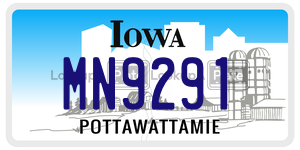 MN9291  license plate in IA