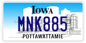 MNK885  license plate in IA