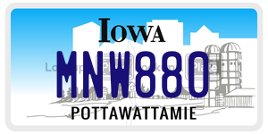 MNW880 license plate in Iowa