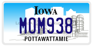 MOM938  license plate in IA
