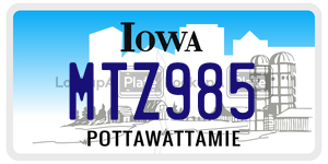 MTZ985 license plate in Iowa