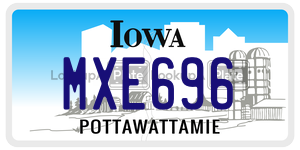 MXE696 license plate in Iowa