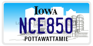 NCE850  license plate in IA