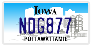 NDG877 license plate in Iowa