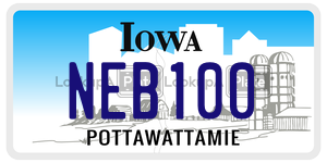 NEB100  license plate in IA