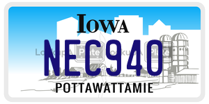 NEC940 license plate in Iowa