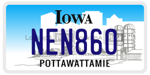 NEN860  license plate in IA