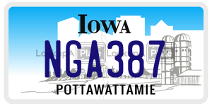 NGA387  license plate in IA