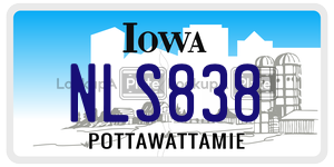 NLS838  license plate in IA